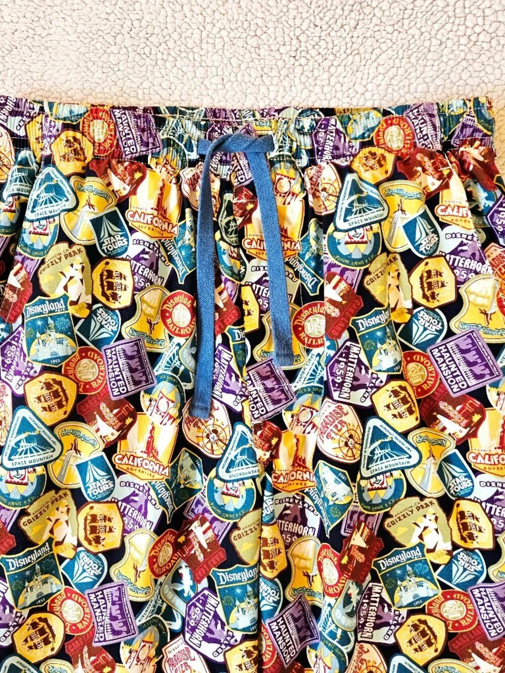 Disney Parks Ride Attractions Print Lounge Pajama Pants Cotton Unisex Women's S - Picture 2 of 6